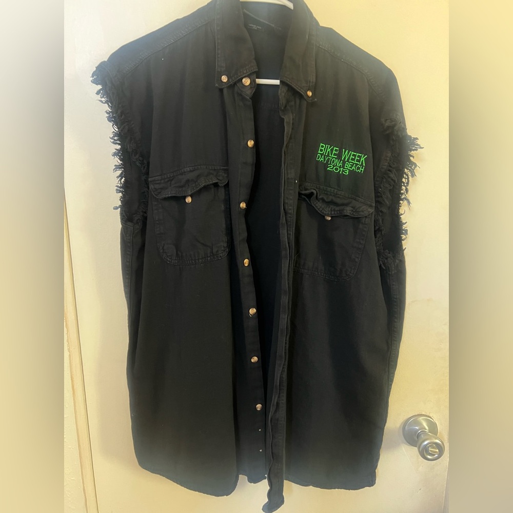 2013 Daytona Bike Week black denim Vest XL